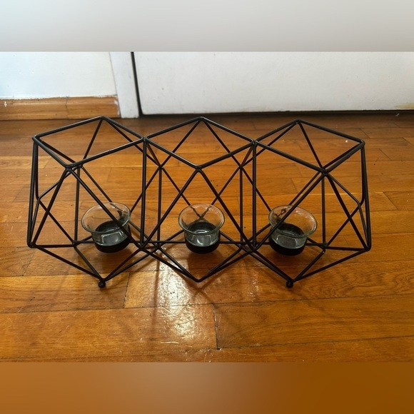 Other - Geometric Black Metal Tealight Holder